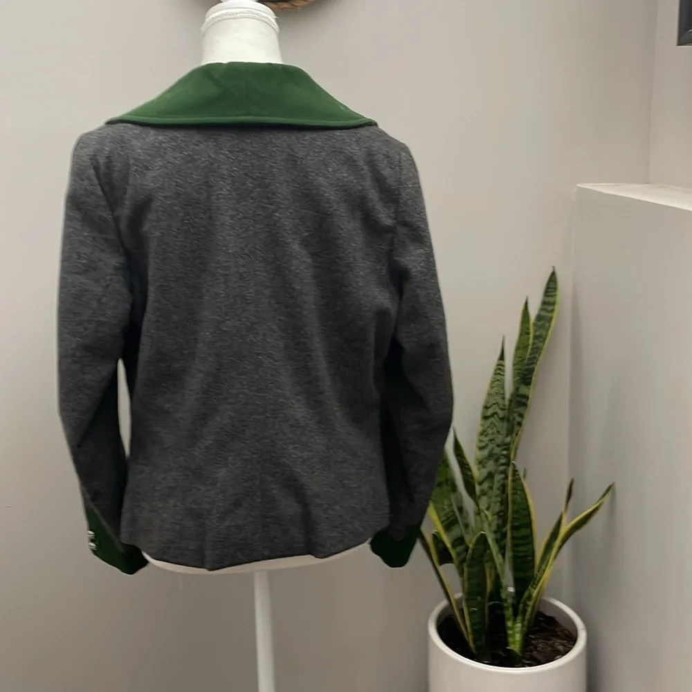 Vintage Blazer Wool Jacket Grey Green accents - Sz unknown 6-8 by Marlis Bruck - Picture 4 of 6